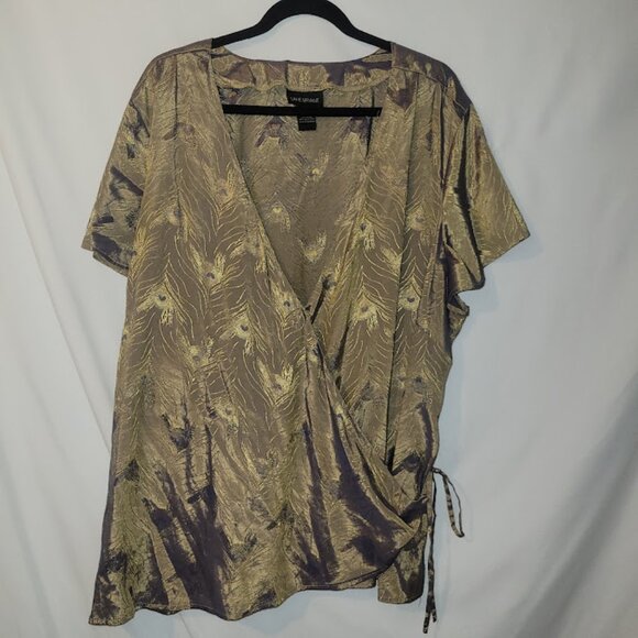 Lane Bryant Tops - Lane Bryant Gold Blue Blouse Size 26/28